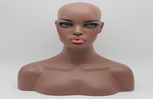 Realistisk kvinnlig svart glasfiber mannequin dummy head byst för spets peruk och smycken visar EMS 236S9925007