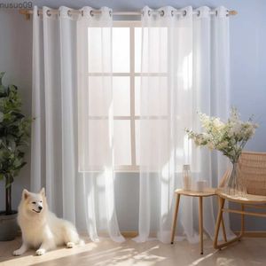 Cortina sombreamento branco sólido cortinas para sala de estar decoração janela cortinas para cozinha moderna tule voile organza