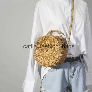 Shoulder Bags Round drum straw shoulder bag fashion rattan female handbag international trend retro fresh 2020 spring and summer crosbodyH24217