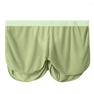 Mutande Intimo da uomo in seta di ghiaccio Pantaloncini da casa Mutandine Boxer Slip Boxer trasparenti con spacco laterale Morbidi e traspiranti