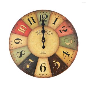 Zegary ścienne w stylu toskański drewniane rustykalne okrągłe zegar arabskie cyfry wiejskie wiejskie vintage ciche na salon sypialnia
