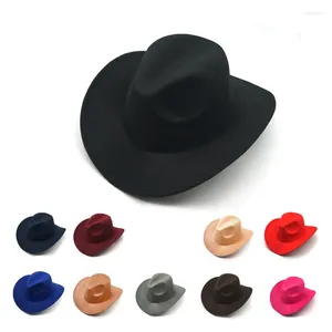 Berets Fashion Curly-edged Autumn-winter Woolen Vintage Felt Hat For Men And Women With Warped Eaves Windproof Sunshade Bowler