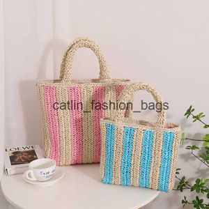 Totes Vertical Strawipe French Straw Woven Bag New Handheld Contrast Womens Beach Holidayh24217