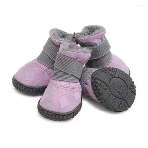 Hundebekleidung, schützende Stiefeletten für kleine Hunde, 4 Stück/Set, verdicktes Fleece, warme Winter-Schneestiefel, langlebige, rutschfeste, trittsichere Schuhe