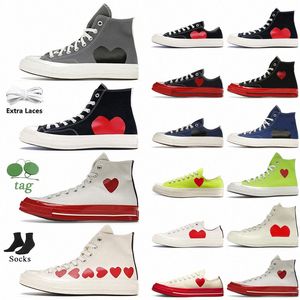 Taylor All Star 70 Hi Ox Casual Canvas Shoes 1970 -talet Des Garcons Spela Black White Grey Heart Blue Brun gulgrön Röd Purple Deep Bordeau R0HB#