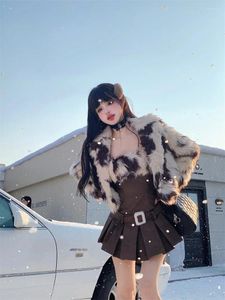 Work Dresses Sweet Girl Suit Women's Autumn/Winter Faux Fur Short Coat Strap Slim Fit A-line Dress Two-piece Set Fashion Female Clothes