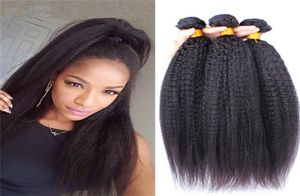 Grade 9A 100 Unprocessed Brazilian Hair Afro Kinky Straight Weave Extensions 3Pcs Lot Italian Coarse Yaki Human Hair Weft 3 Bundl2585680