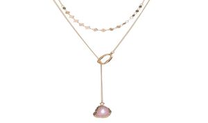 New Ladies Double Necklace Pink Natural Stone Multilayer Women Pendant Necklace Charm Necklace Party Jewelry Accessories4026978