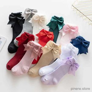 Crianças meias inverno outono crianças joelho meias altas do bebê meninas meias de algodão grande arco macio crianças princesa crianças longo tubo socken para 0-5years