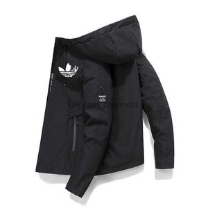 Men's Jackets Mens Hooded Jacket 2023 New Spring and Autumn Brand Mens Windbreaker Fashion Casual Zipper Hooded Jacket Mens Slim Fit Jacket T240217