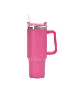 Novo copo de aço inoxidável de 40 onças com tampa de alça de silicone e canudo caneca de carro de 2ª geração com isolamento a vácuo garrafa de água xícara de café