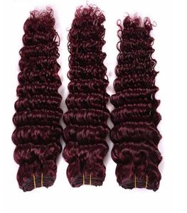 Najwyższej jakości fabryczne Burgundowe przedłużenia włosów głębokie fala 100g 3pclot Brazylijska peruwiańska 99J Human Hair Weves Kolor czerwony wino 6340952