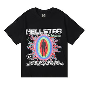 Summer New Fashion Hellstar Mens Woman T Shirt Graphic Tee Clothing All-Match Clothes Hipster Washed Fabric Street Graffiti Lettering Foil Print Vintage T Shirt D8