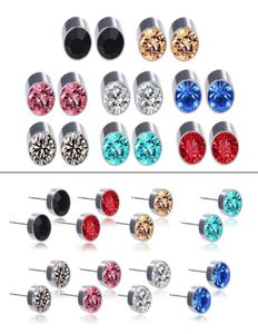 8 paia di orecchini magnetici in cristallo con clip non piercing Set Rinestone Orecchini in acciaio al titanio Borchie Gioielli di moda unisex6534222