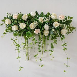 Dekorative Blumen Künstliche Blumenreihe Rose DIY Hochzeit Bogen Dekoration Plattform Hintergrund Wand Fenster Display Straße führen