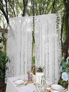 Curtain Outdoor Lace Curtain German Style White Flower Sheer Rod Pocket Curtain