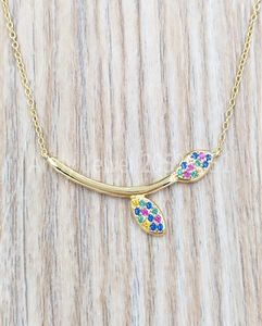 Vermeil Silver With Gemstones Real Mix Leaf Necklace Authentic 925 Sterling Silver pendants Fits European bear Jewelry Style Gift 8601931