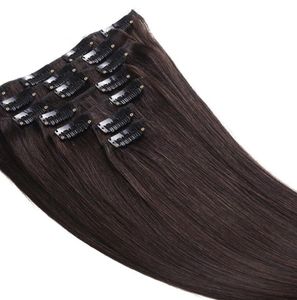 Grad 7Aclip in Hair Extension100 Human Hair Peruansk hår 6pcs rak våg full huvud 180gset8097018