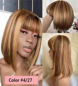 مستقيم 427 Piano Color Hair Bang Bob Brazilian Human Human جاهز لـ Ship8860448