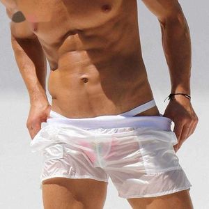 Erkek şort erkekler şeffaf şort vücut geliştirme adam yaz spor salonları egzersiz erkek nefes alabilen ağ hızlı kuru spor giyim jogger plajı kısa pantolon