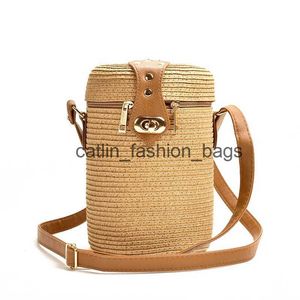 Shoulder Bags Bucket-shaped pp grass casual woven womens bag retro messenger straw beachH24217