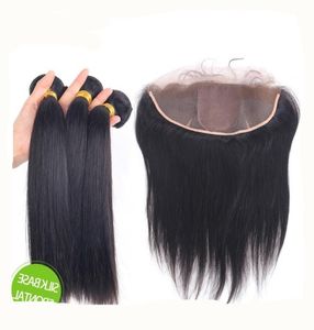 Peruvian Hair Ear To Ear Full Lace Frontals With Lace Frontal Silky Straight Hair Bundles With Silk Base 4x4 Lace Frontal9471454
