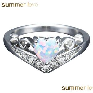 Cluster Rings New Design 1Pc Heart Love Ring Women Shape Opal Engagement Wedding Anniversary Fashion Charm Jewelry Drop Del Dhgarden Dhy9B