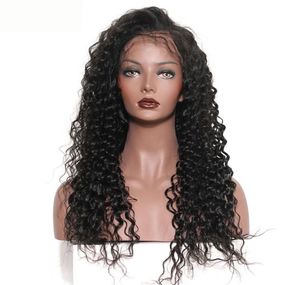 Dilys Deep Wave Human Hair Wigs Bleached Knots spets frontala peruk Brasilianska indiska malaysiska mänskliga hår Naturlig färg 1022inch5713798