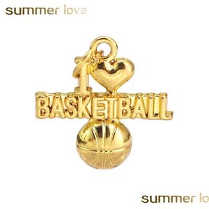 Подвески Новая мода Уникальные подвески «Я люблю баскетбол» для ожерелья Браслеты Специальные серебристые золотые спортивные украшения Шарм Diy Mak Dhgarden Dhcvs