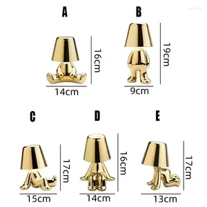 Bordslampor Little Golden Man Lamp Bedroom Touch Bedside Atmosphere Night Lighting Decoration Desk Light Ornament Bar Home Restaurant