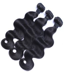 Capelli vergini umani dell'onda del corpo brasiliana tesse trame doppie di colore nero naturale 3 pezzi estensioni dei capelli remy a testa piena possono essere tinti 4598752