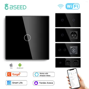 Smart Home Control BSEED 1/2/3Gang Wifi Light Switches Touch Switch Work With Tuya Life Alexa App EU Electric Socket USB Type-C Prots