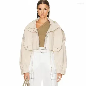 Jaquetas femininas 2024 outono irregular cordão jaqueta com capuz curto algodão de alta qualidade topos coreano y2k