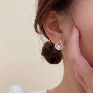 Studörhängen Design Kvinnor Pearl Sweet Lovely Small Rhinestone Ear Studs For Women Elegant Trendy Fashion Jewelry Wholesale
