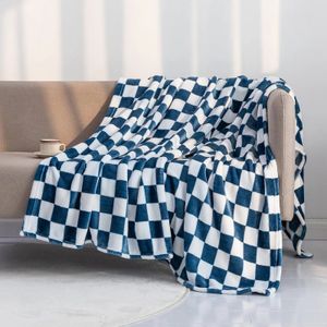 Checkerboard Lattice Throw Blanket Blue Yellow Green Pattern for Kids Boys Girls Birthday Gift for Bed Couch Sofa Blanket Soft 240122