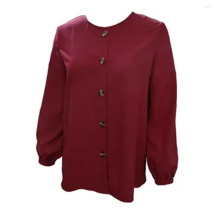 Camicette da donna Camicia da lavoro da donna Morbida e traspirante Primavera Autunno con polsini elastici Camicetta di media lunghezza Casual monopetto per donna