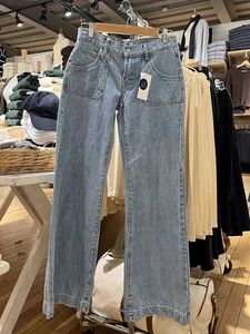 Jeans femininos mulheres casual cintura baixa jeans retos moda americana roupas de rua bolsos perna larga calças jeans mulheres verão retro ensacado calças j240217