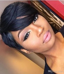 ショートカットピクシーヒューマンヘアウィッグブラジルの髪のgluelessNone Lace Front Human Hair Pixie Short Bob Wigs for Black Women2012893