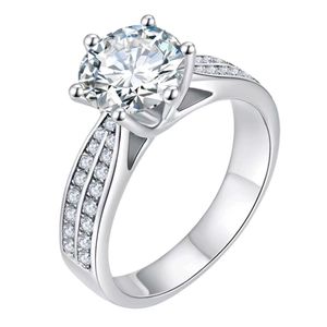 White Gold Plated Wedding Ring Moissanite Band Ring 925 Sterling Silver