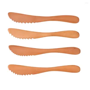 ナイフJaswehome Long Butter Knife Wood Cheese Cutter Condiment High Quality Kitchen Atnsils Peanut JellySpreader 4-8ピース