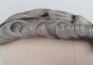 Brązowy mieszany szara ludzka tupea do włosów dla mężczyzn 5 80 Grey Remy Hair System zastępczy System kręconej skóry Men039s Toupee New6123196