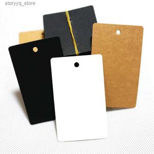 Etiketter Taggar Square Kraft Paper Tags Scallop Head Label Bagage Wedding Note Blank Price Hang Tag 100st Q240217