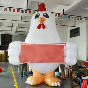 vendita all'ingrosso 6 mH (20 piedi) su misura con gallina gonfiabile soffiante per decorazione pubblicitaria palloncino di pollo con banner