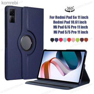 Tablett PC -fall Väskor 360 graders roterande fodral för Redmi Pad SE 11 10.6 Stand Cover Mi Pad 5 6 Pro 11 Inch Pu Leather Tablet Protective Casesl240217