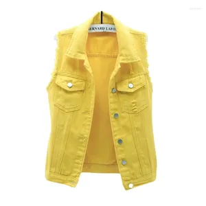 Women's Vests Pink Sleeveless Female Jacket Korean Slim Jeans Coat Single-breasted Short Denim Vest 2XL Plus Size Waistcoat Summer