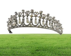 Classic Princess Crown Crystal Pearl Bridal Wedding Tiara Crowns Hair Accessories Jewelry RE3049 Y2007279971324