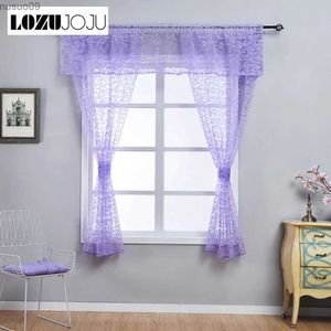 Vorhang LOZUJOJU Blumen-Jacquard-Kurzvorhänge, heißer Verkauf, Tüll-Tropfen mit Grenzen, für kleine Fenster in der Küche, transparenter Stoff