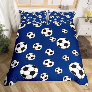 Conjuntos de cama Conjunto de capa de edredão de futebol Conjunto de capa de edredão desenhado à mão Esboço de futebol Bandeira de rede Equipe esportiva Conjunto de roupa de cama para meninos adolescentes homens gêmeos capa de edredom