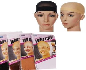 100pcs Unisex Sock type Nylon Mesh Bald Wig Hair Cap Stocking Liner Snood Mesh Stretch Nude Beige Black Brown Net Cap DHL4594389