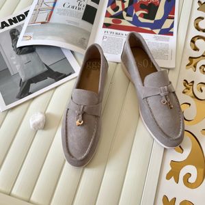 Designer loafers LP Summer Charms Walk Suede Women Män klädskor Lyxiga lägenheter Mules Moccasins Fashion Slip på Casual Shoes With Box